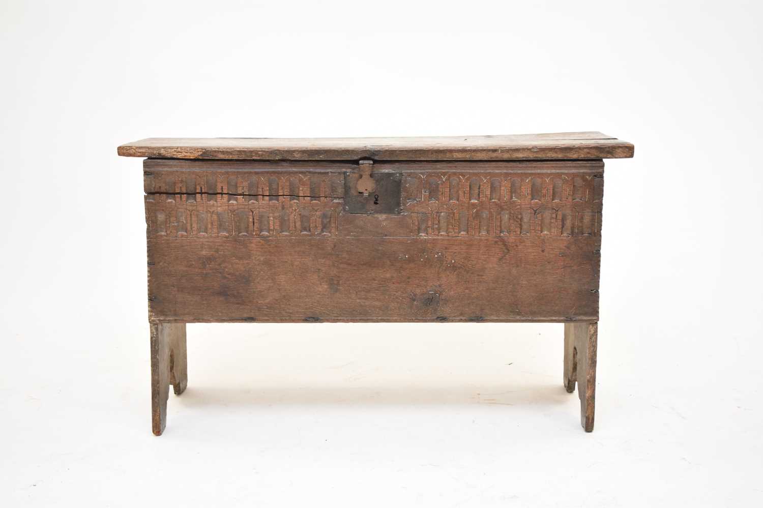 Lot 510 - A 17th century oak six plank coffer