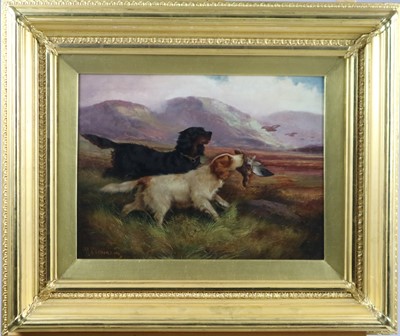 Lot 245 - Robert Cleminson (British 1864 - 1903) Gundogs on a Moor and Guarding the Bag