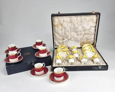 Lot 247 - Coalport yellow Empire-style service and a further cased Coalport Athlone Marone service