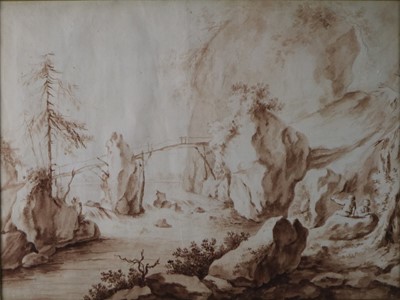 Lot 334 - Continental School (18th Century) Riverside Landscape