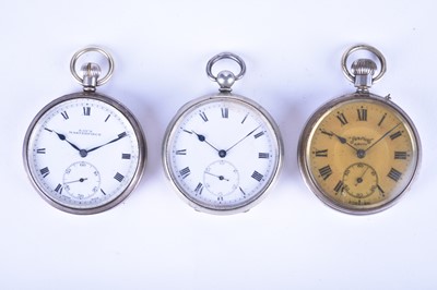 Lot 92 - A silver open face pocket watch and two base metal pocket watches