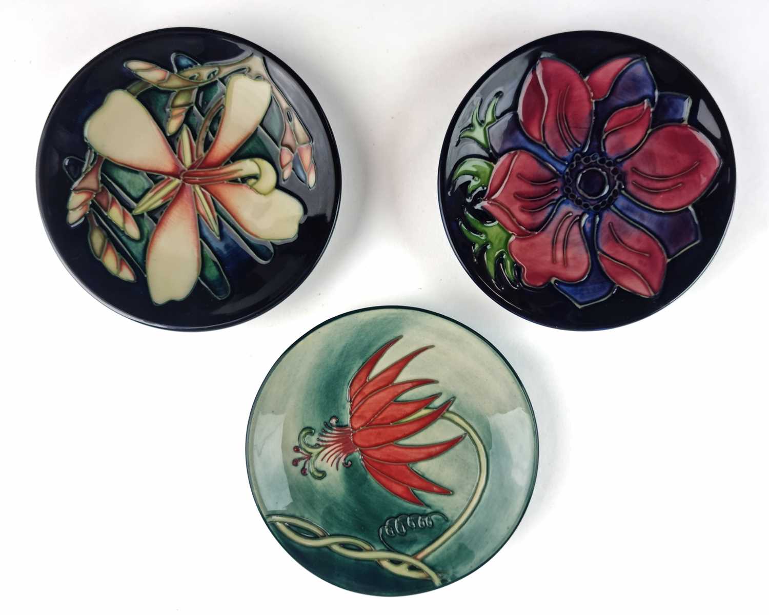 Lot Three Moorcroft pin dishes - including two by Sian Leeper