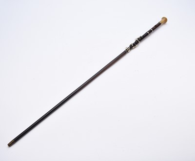 Lot 390 - An early 20th century novelty 'flute', rosewood walking stick