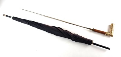 Lot Victorian black parasol with hidden sword