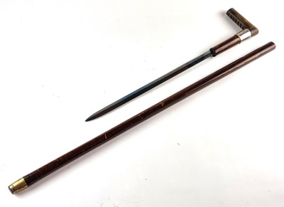 Lot Victorian silver-collared sword cane