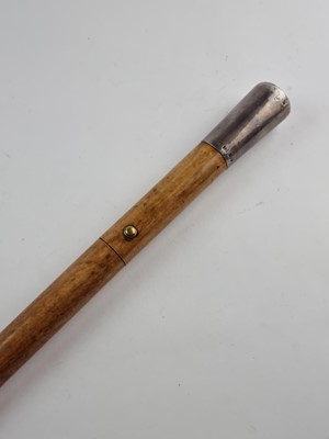 Lot Malacca sword cane with London silver top, hallmarked 1912
