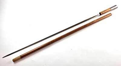 Lot Malacca sword cane with London silver top, hallmarked 1912