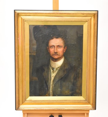 Lot 311a - Hal Ludlow. Portrait of Edward Willis, quarter length, wearing a grey coat and a portrait by another hand