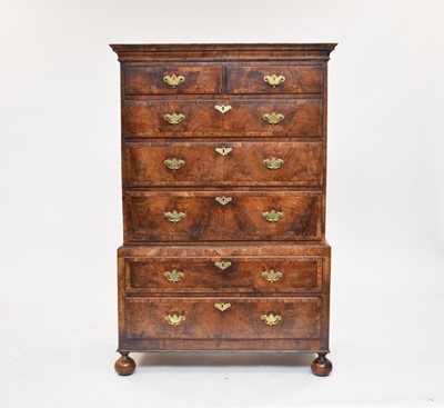 Lot 399 - A George II walnut chest on chest