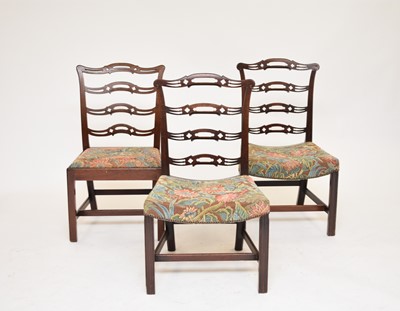 Lot 417 - A matched set of ten (9+1) 19th century ladder-back dining chairs