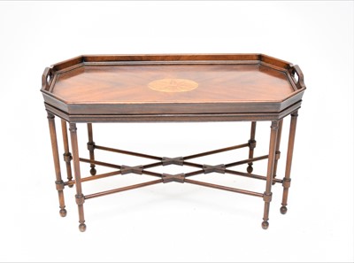 Lot 456 - A Regency style inlaid mahogany tray-top table