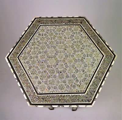 Lot 273 - A good 19th century Persian, hexagonal khatamkari occasional table