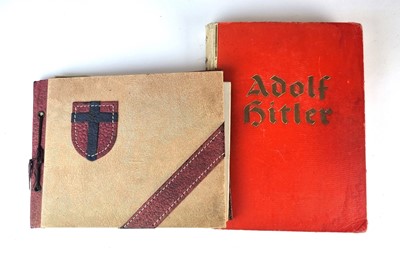 Lot WW2 Engineer Battalion 21st Army group photo album and an Adolf Hitler picture card book