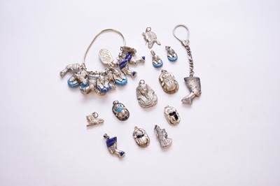 Lot 16 - A small collection of Egyptian silver and white metal stone set jewellery
