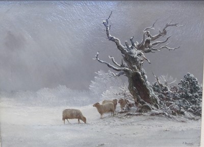 Lot 259 - Thomas Finchett  (1858-1931) Winter scenes with sheep