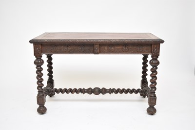 Lot 436 - A Victorian, 17th century style, oak writing table, by Edwards and Roberts