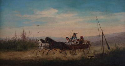 Lot 381 - C Wolff (Continental 19th century), A Pair of Horse and Cart Scenes