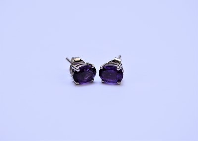 Lot 79 - A pair of amethyst stud earrings