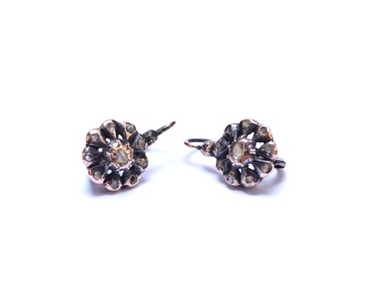 Lot 52 - A pair of rose cut diamond set earrings