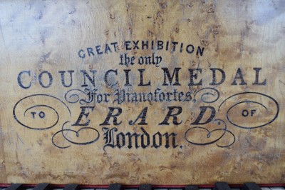 Lot 316 - A 19th century gilded, maple piano, by Erard, number 3424