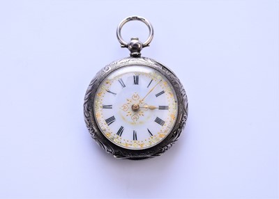 Lot 98 - A lady's white metal open face pocket watch