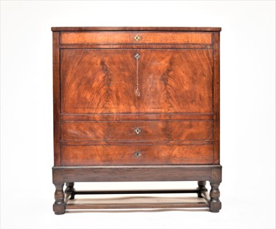 Lot 426 - An Italian inlaid walnut and mahogany escritoire on stand
