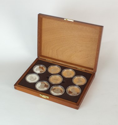 Lot 138 - Nine silver medallions 'The Queens of the British Isles'