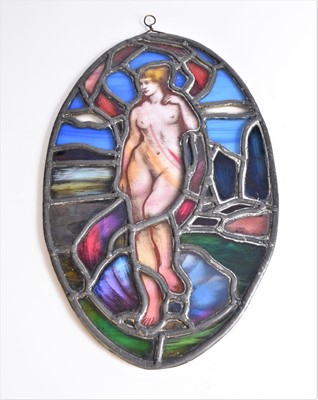 Lot 145 - An Arts and Crafts stained glass panel by Charles O'Neill, nude female