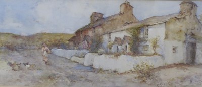 Lot 271 - Joseph Hughes Clayton (1891 - 1929) Cottages, Cemaes Bay, Anglesey, signed, watercolour, 23.1 x 50cm