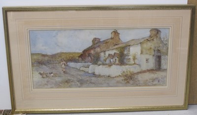 Lot 271 - Joseph Hughes Clayton (1891 - 1929) Cottages, Cemaes Bay, Anglesey, signed, watercolour, 23.1 x 50cm