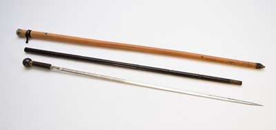 Lot 321 - A Gentleman's sword cane and a white metal mounted cane
