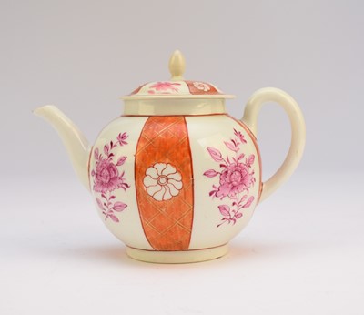 Lot 162 - Worcester 'Scarlet Japan' teapot and cover, circa 1775