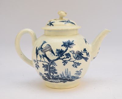 Lot 163 - Worcester 'Birds in Branches' teapot and cover, circa 1770