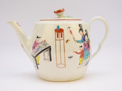 Lot 164 - Worcester 'Chinese Family' teapot and cover, circa 1770-75