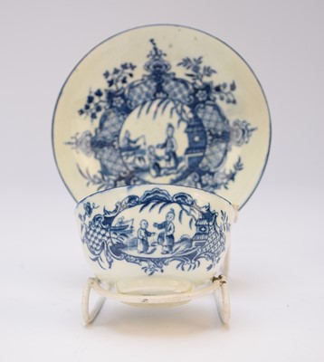 Lot 168 - Worcester 'Mother and Child and Man Fishing' tea bowl and saucer