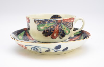 Lot 176 - Worcester 'Japan Fan' teacup and saucer, circa 1770