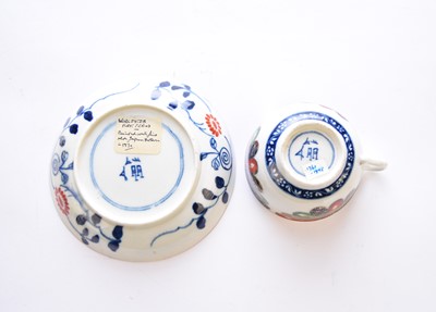 Lot 176 - Worcester 'Japan Fan' teacup and saucer, circa 1770