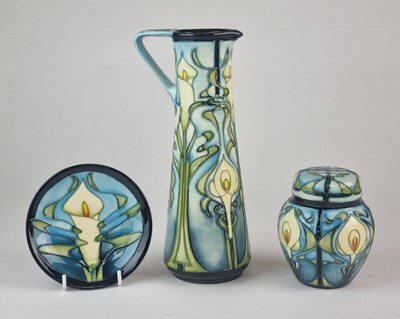 Lot Three pieces of Moorcroft in the 'Calla Lily' pattern