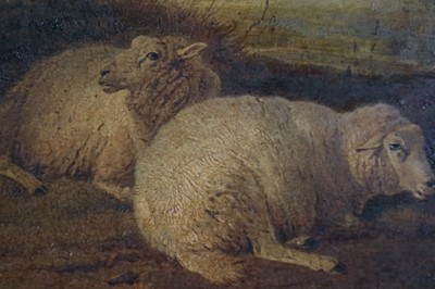Lot 219 - Thomas Sidney Cooper, R.A., (British, 1803-1902), Cattle and sheep by a river, oil, 45 x 61cm