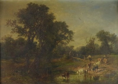 Lot 346 - . Frederick Henry Henshaw (British, 1807-1891), Summer Evening, oil, 54.5 x 76.5cm