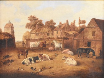 Lot 239 - G*Jackson (English School, 19th century), farmyard scene, oil, 51 x 66.5cm