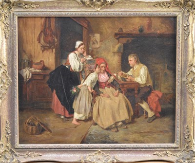 Lot 240 - English School, 19th century, an interior scene, oil, 45 x 56cm