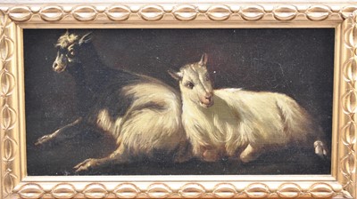 Lot 245 - British School, 18th/19th century , study of two goats, oil, 28 x 56cm
