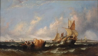 Lot 225 - English School (19th century) probably W.Adolphus Knell (1805-1875), a shipping scene, oil, 35.5 x 61cm