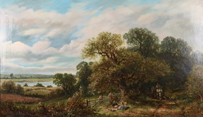 Lot 227 - English School (19th century) A large pastoral landscape, oil, 76.5 x 127cm