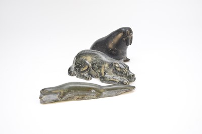 Lot 308 - Three North American Inuit stone carvings