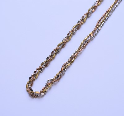 Lot 65 - A 9ct tri-coloured gold chain necklace