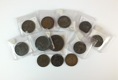 Lot 129 - A collection of copper and bronze pennies and half-pennies from George I to Victoria