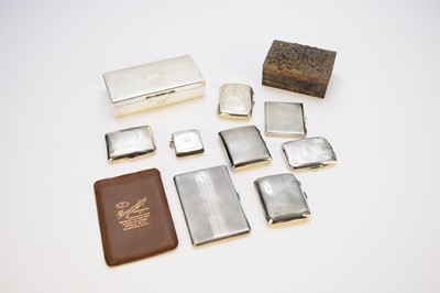 Lot 12 - A collection of silver cigarette cases and two cigarette boxes