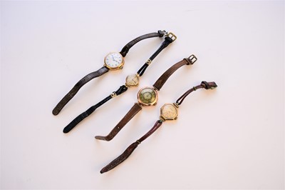 Lot 102 - Four lady's 9ct gold wristwatches